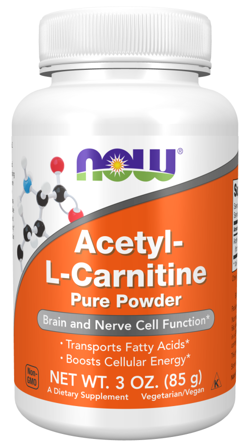 Acetyl-L-Carnitine Pure Powder 3oz - Brain and Nerve Cell Support - Now Foods