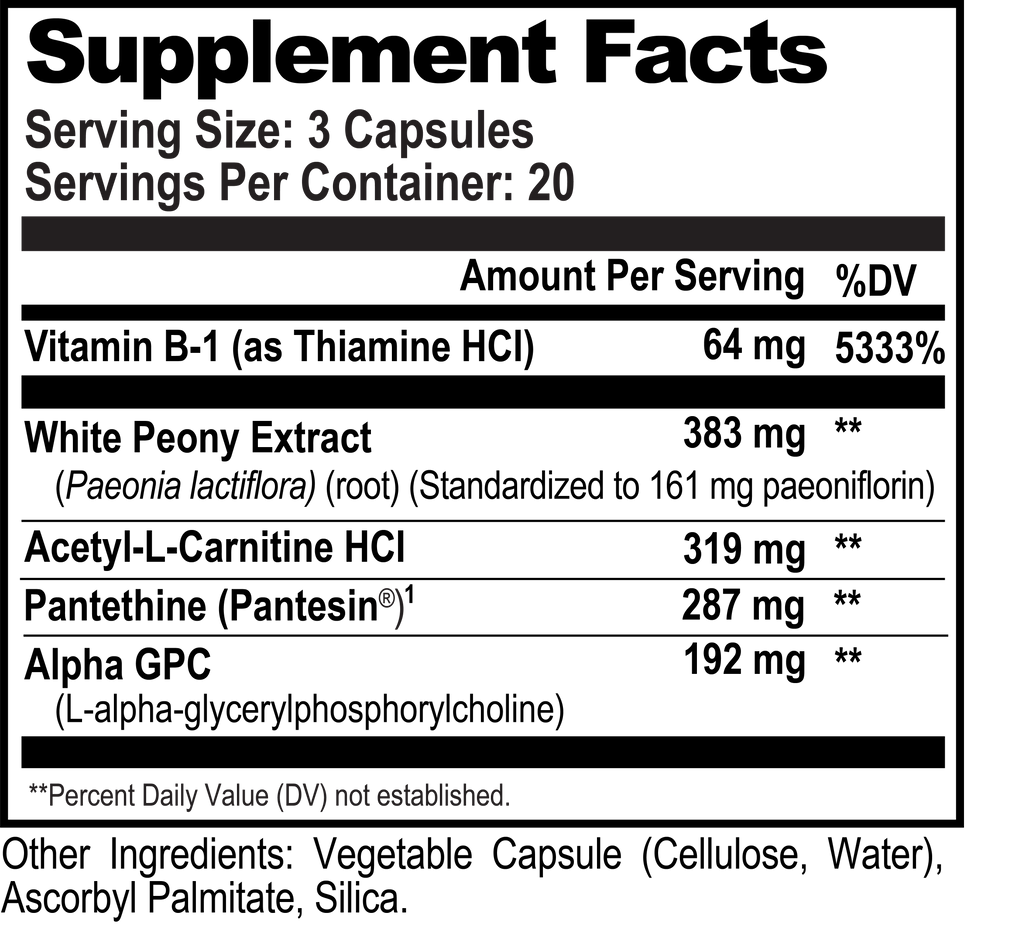 Acetyl-Choline Brain Food 60 vegetarian capsules - Mental Clarity - Natural Stacks