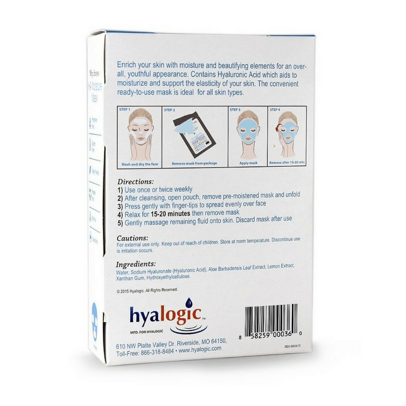 HA MOISTURE MASK W/ HYALURONIC ACID + ALOE 4 MASKS (HYALOGIC)