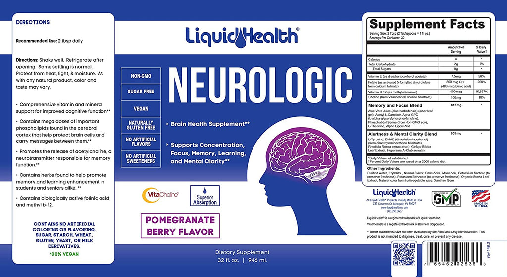 Neurologic 32 oz - Brain Health Supplement - Liquid Health