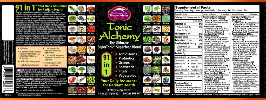 Tonic Alchemy 91 in 1 - The Ultimate SuperTonic Superfood Blend 9.5 oz - Dragon Herbs