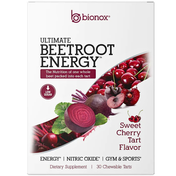 Ultimate Beetroot Energy - Nitric Oxide & Sports - 30 Chewable Cherry Flavored Tarts - Bionox