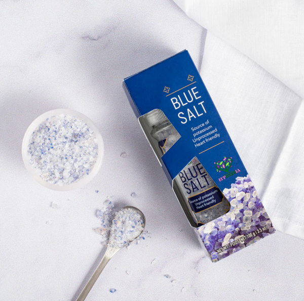 Blue Salt grinder 100g/3.5oz - Rare Potassium Rich - Certified Microplastic Free - Eupherbia