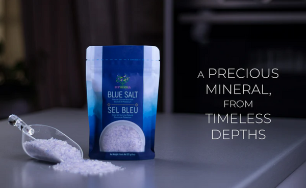 Blue Salt - Potassium Rich Rare Salt 227g/ 8oz bag - Certified Microplastic Free Salt - Eupherbia