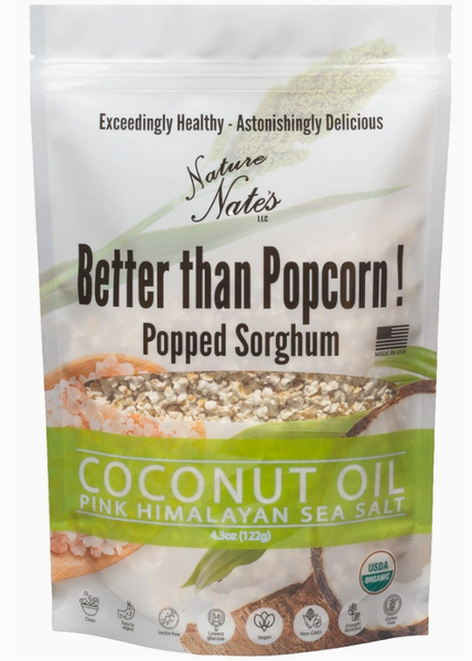 Organic Popped Sorghum 4.3 oz - Coconut oil & Pink Himalayan Salt - Nature Nate's LLC