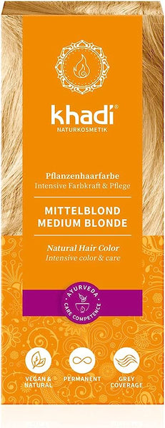 Medium Blonde 3.5 oz - Natural, Henna & Plant Based Ayurvedic Hair Color - Khadi Natural Cosmetics