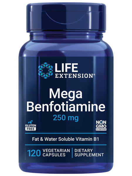 Mega Benfotiamine 250mg - Fat & Water Soluable B1 120 vegetarian capsules - Life Extension