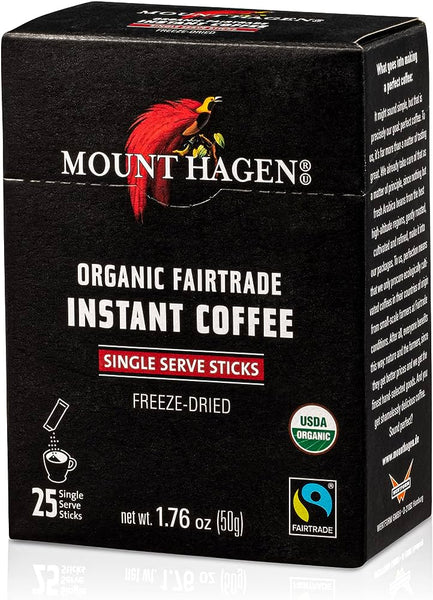 Organic Fairtrade Instant Coffee - 25 single use packets - Freeze Dried - Mount Hagen