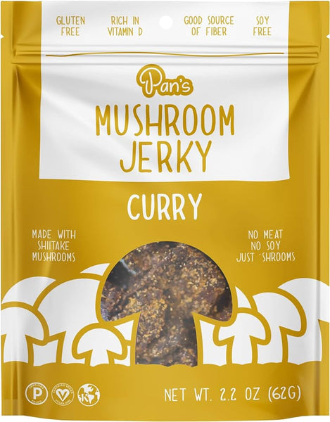 Pan's Mushroom Jerky 2.2oz Resealable bag - Curry Flavor