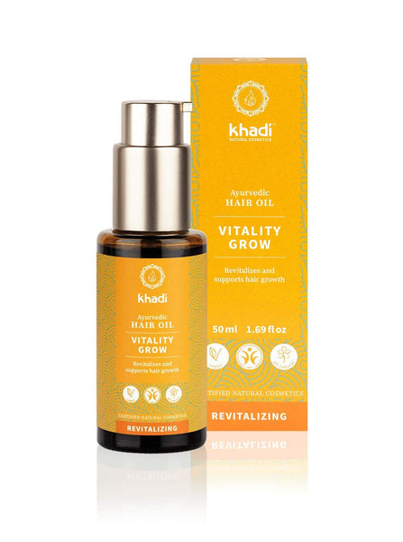 Vitality Grow Ayurvedic Hair Oil 1.69 oz - Revitalizes & Supports Hair Growth - Khadi Natural Cosmetics