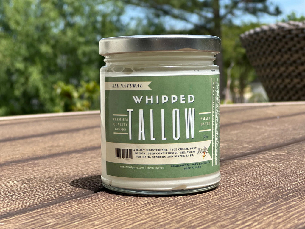 Grass Fed Whipped Beef Tallow 9oz Unscented - Lady May Tallow