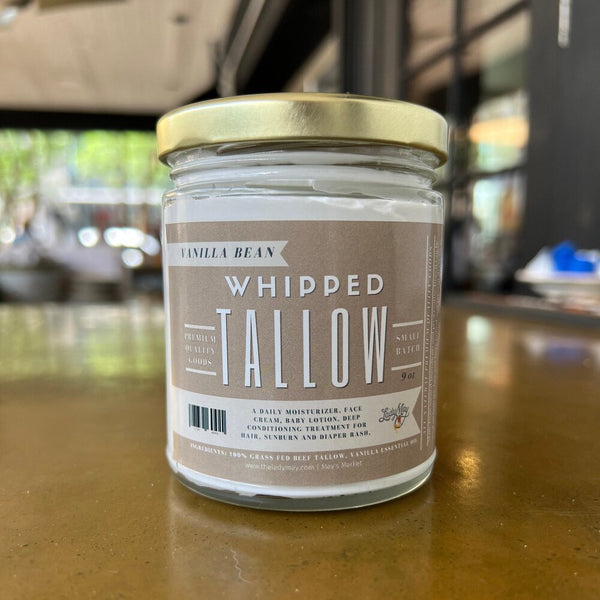 Grass Fed Whipped Beef Tallow & Vanilla 9oz Jar - Lady May Tallow