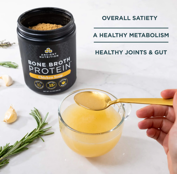 Bone Broth Protein 15 servings - Grass Fed & Pasture Raised Chicken Soup Flavor - Ancient Nutrition