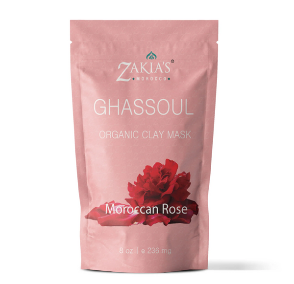 Moroccan Ghassoul (Rhassoul) Clay Mask with Rose 8oz - Zakia's Morocco