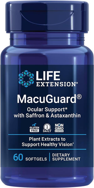 MacuGuard Ocular Support 60 softgels - with Saffron & Astaxanthin - Life Extention
