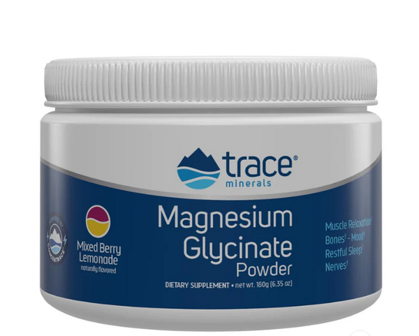 Magnesium Glycinate powder 6.35 oz - Mixed Berry Lemonade Flavor - Trace Minerals Research