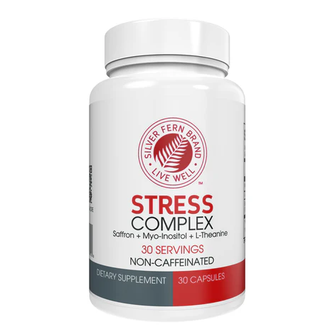 Stress Complex 30 servings Non Caffeinated - Saffron + Myo-Inositol + L-Theanine - Silver Fern Brand