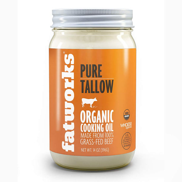 Pure Tallow 14oz Jar - Organic Cooking Oil made from 100% Grass-Fed Beef Tallow - Fatworks