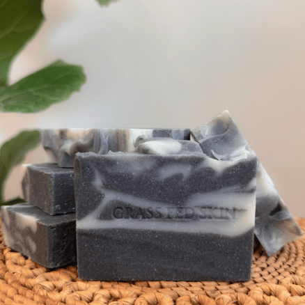 Pure Tallow Soap with Activated Charcoal - 100% Organic Grass Fed Beef Tallow - Grass Fed Skin
