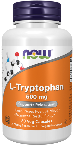 L-Tryptophan 500mg - Supports Relaxation - 60 vegetarian capsules - NOW Foods