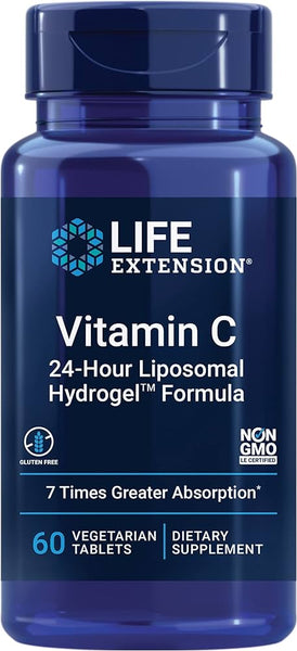 Vitamin C 60 Vegetarian Tablets - 24-Hour Liposomal Hydrogel Formula - Life Extension