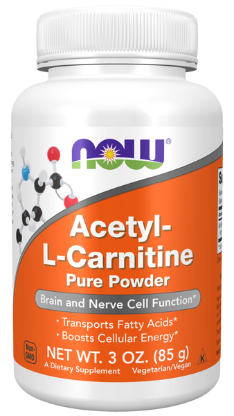 Acetyl-L-Carnitine Pure Powder 3oz - Brain and Nerve Cell Support - Now Foods