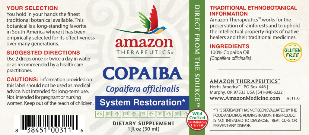 Copaiba Oil 1 oz - System Restoration - Amazon Therapeutic Labratories