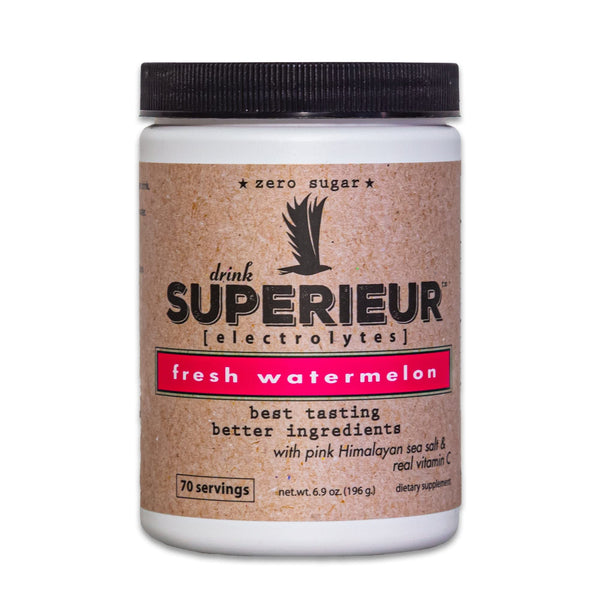 Fresh Watermelon Electrolyte Powder 6.9 oz - with Pink Himalayan Salt & Real Vitamin C - Drink Superieur Electrolytes