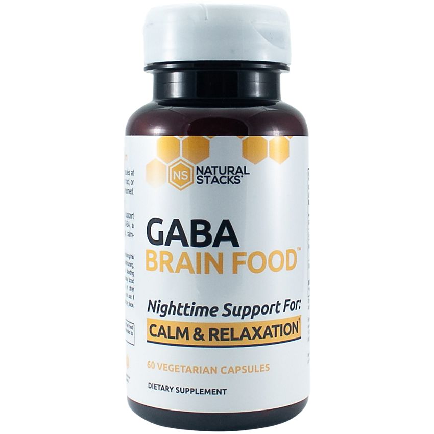 GABA Brain Food 60 vegetarian capsules - Nighttime Calm & Relaxation Support - Natural Stacks