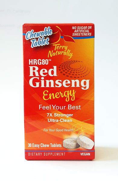 RED GINSENG HRG80 - 30 CHEWABLE TABLETS - TERRY NATURALLY