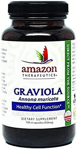Graviola 100 vegetarian capsules 350 mg - Healthy Cell Function - Amazon Therapeutics