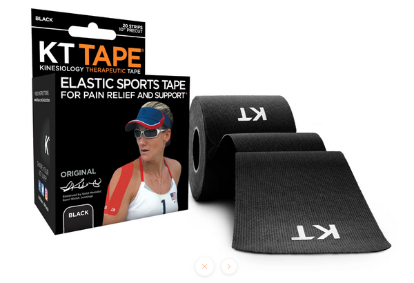 Kinesiology Therapeutic Tape Black precut 20 strip - Cotton Performance Fabric - KT Tape