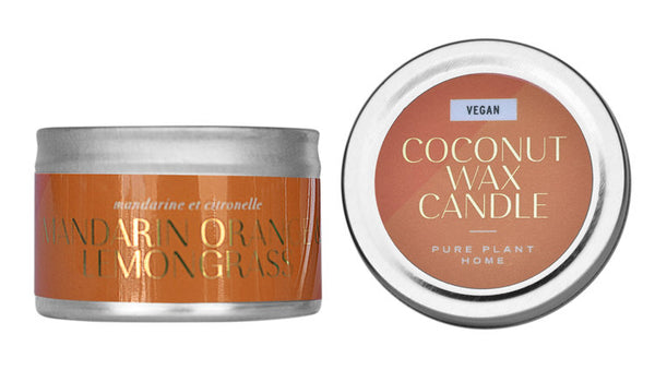 Coconut Wax Candle Tin 1.5 oz - Mandarin Lemongrass - Pure Plant Home
