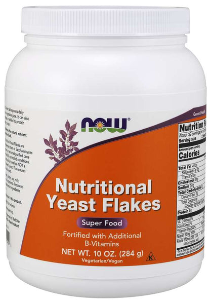 Nutritional Yeast Flakes - 10 oz fortified with B Vitamins - Now Real Foods