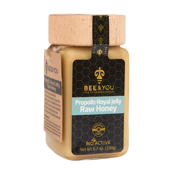 Propolis, Royal Jelly Raw Honey 6.7 oz Jar - Bee & You
