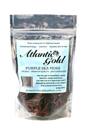 Purple Sea Moss Raw 2oz bag - Organically Grown St. Lucia Sea Moss - Atlantic Gold Sea Moss