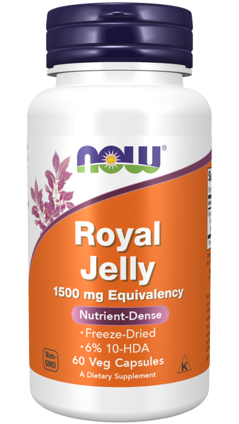 Royal Jelly 1500mg Vegetarian Capsules - Freeze Dried - Now Foods
