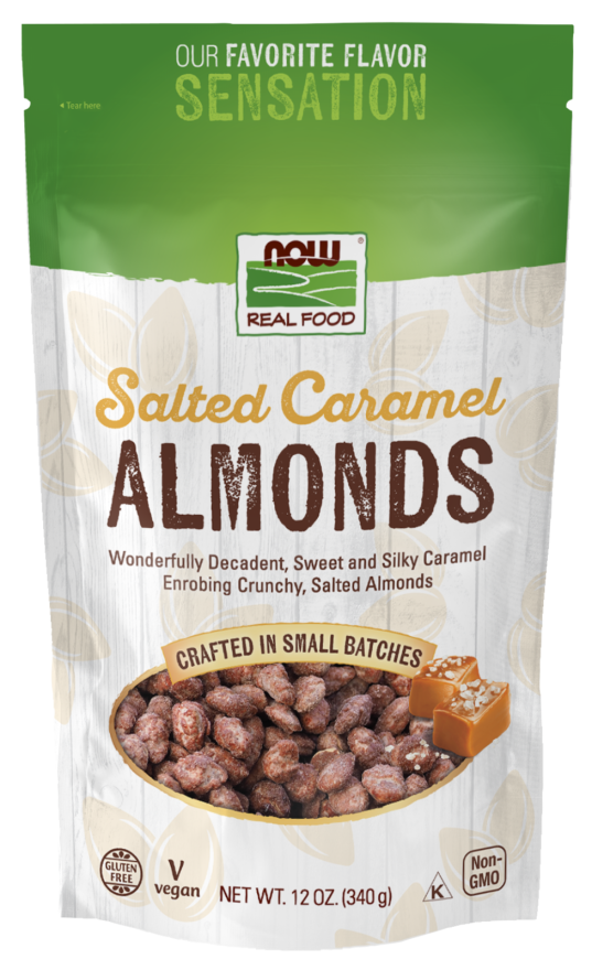 Salted Caramel Almonds 12 oz - Dairy Free Crafted in Small Batches - NOW Foods