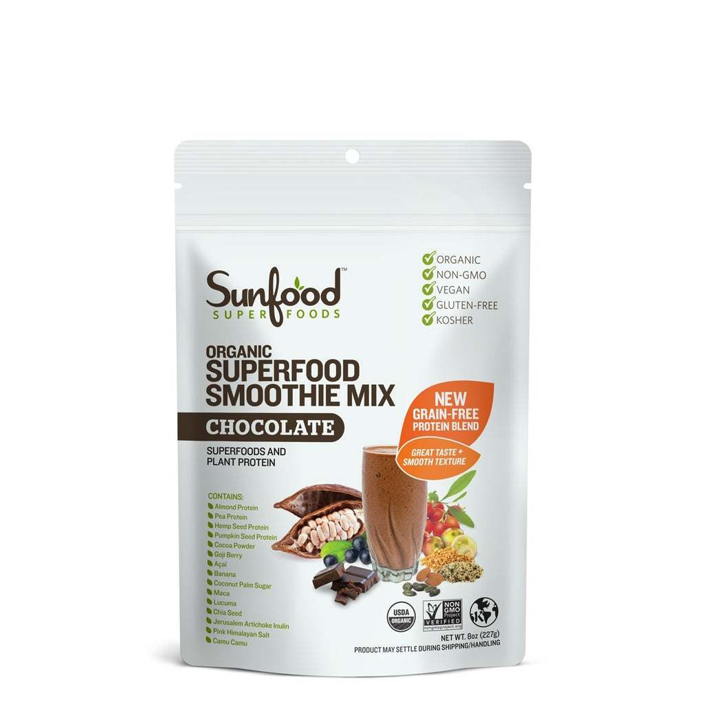 Organic Superfood Smoothie Mix - Grain Free Proteins 8oz Resealable bag - Sunfood