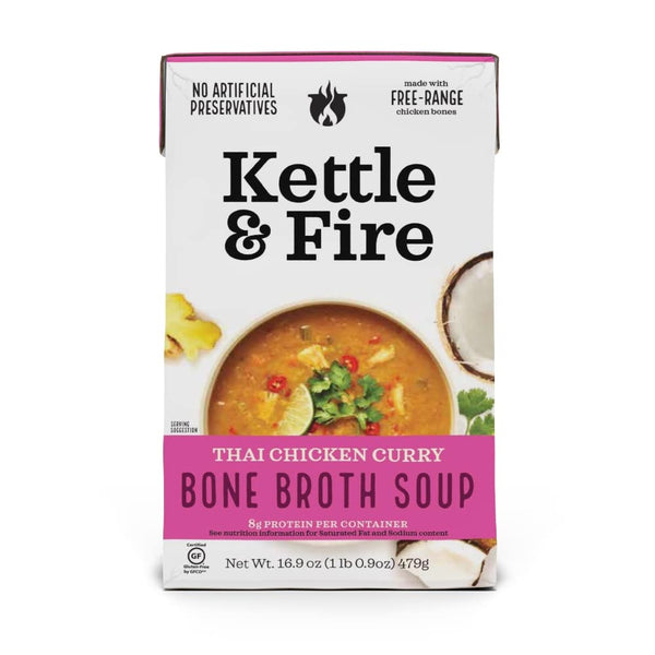 Thai Chicken Curry Bone Broth Soup 16.9oz - Organic Chicken - Kettle & Fire