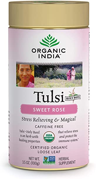 Tulsi Sweet Rose - Sweet Rose & Holy Basil Loose Leaf 3.5 oz - Organic India