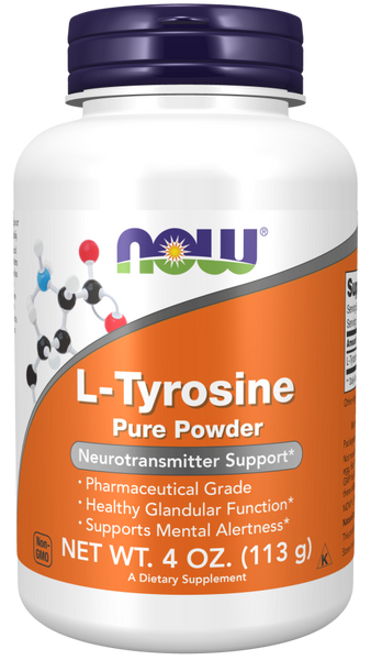 L-Tyrosine powder 4 oz - Neurotransmitter Support - NOW Foods