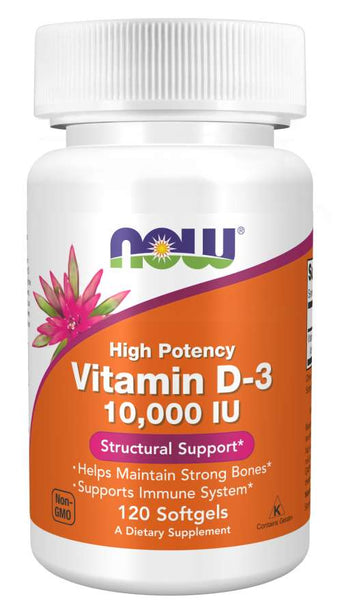 Vitamin D-3 - 10,000 IU in 120 Softgels - NOW Foods