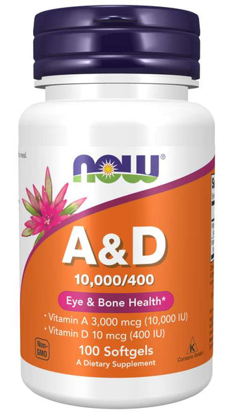 Vitamin A & D - 10,000 IU/400 IU - 100 SOFTGELS - NOW Foods
