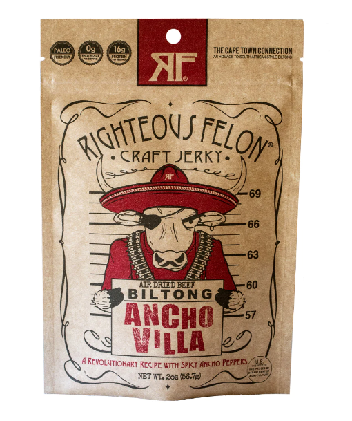 Ancho Villa Biltong 2 oz - Aged Dried Beef - Righteous Felon