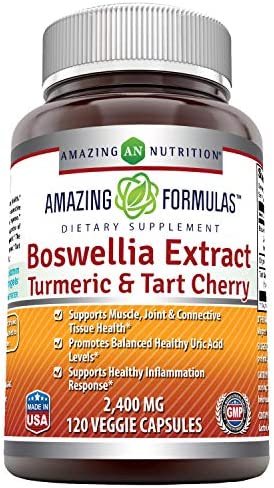 Boswellia Extract with Turmeric & Tart Cherry - 120 Vegetarian Capsules - Amazing Nutrition