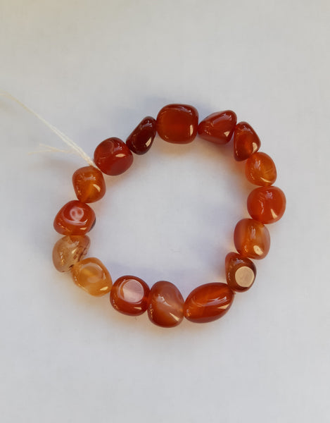 Tumbled Stone Bracelet - Carnelian - Natural Semiprecious stone jewelry