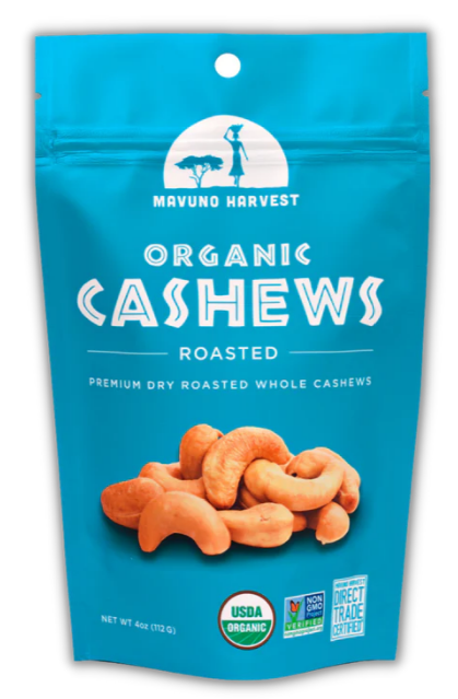Organic Roasted Cashews 4oz Resealable bag - Mavuno Harvest