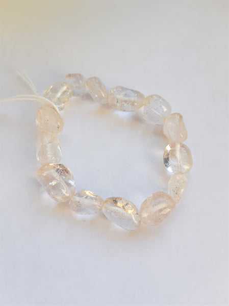 Tumbled Stone Bracelet - Clear Quartz - Natural Semiprecious stone jewelry