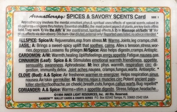 Aromatherapy: Spices & Savory Scents Card #1 of 3 set